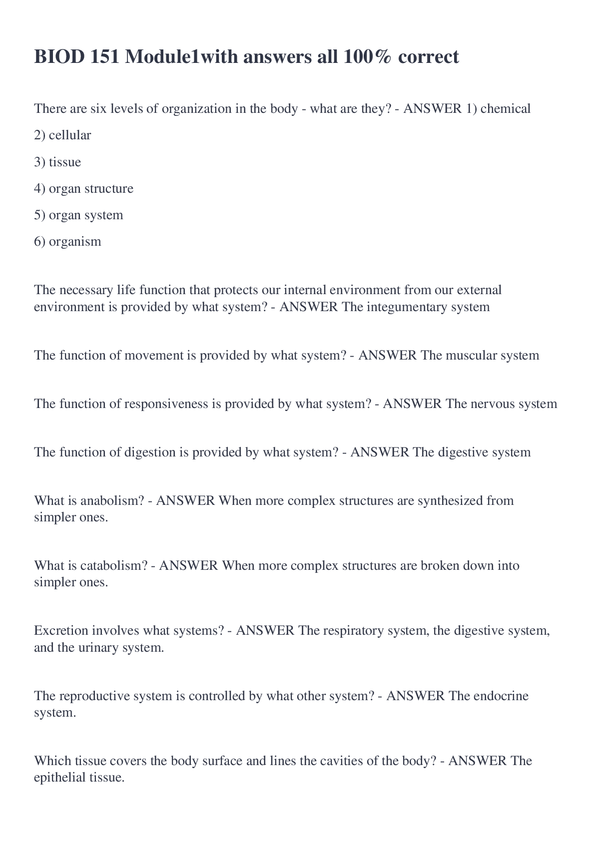 Preview of BIOD 151 Module1with answers all 100% correct
